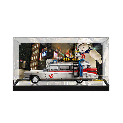 Professional Acrylic Display Case for LEGO 10274 Ghostbusters ECTO-1, with Themed UV Printing Background & Dustproof Box