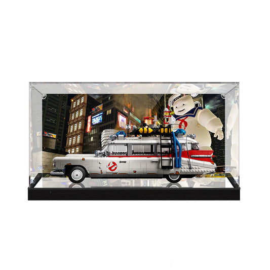 Professional Acrylic Display Case for LEGO 10274 Ghostbusters ECTO-1, with Themed UV Printing Background & Dustproof Box