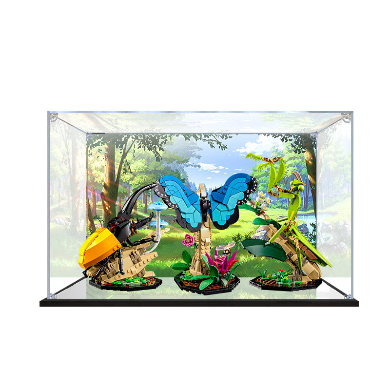 Acrylic Display Case for LEGO 21342 The Insect Collection, with Themed Printed Background & Dustproof Box