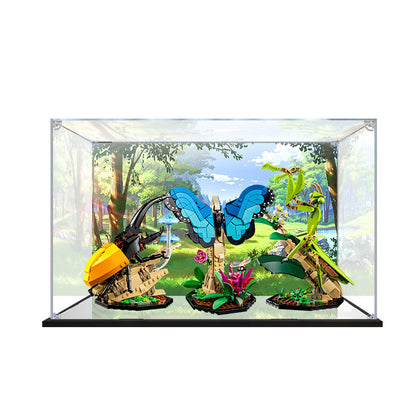 Acrylic Display Case for LEGO 21342 The Insect Collection, with Themed Printed Background & Dustproof Box