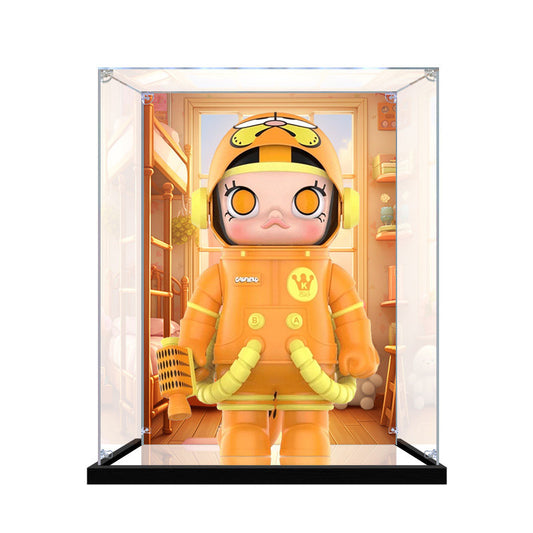 Suitable for Pop Mart Mega Space Molly x Garfield Display Case – Showcase with UV-Printed Background & Mirror Base