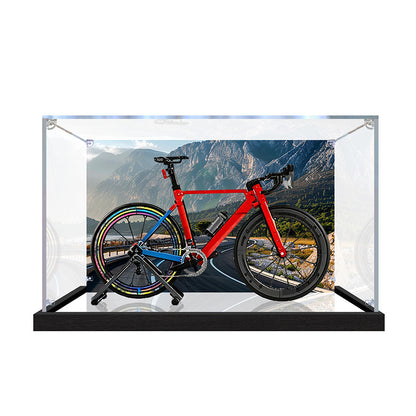 Acrylic Display Case for LEGO 11380 Icons Road Bike Model, with Themed Printed Background & Dustproof Box