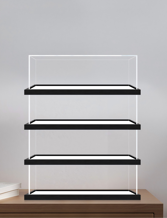 Professional Exhibition Display Case | Seamless Acrylic Cover & Luxury Matte Brushed Black Base - Scoparius case