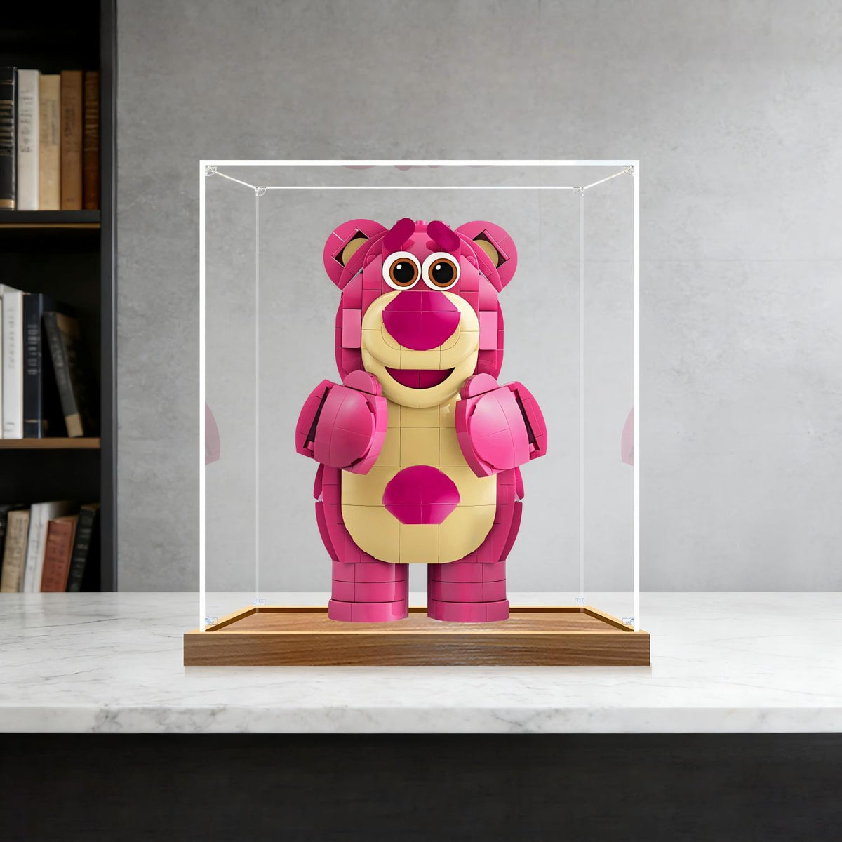 LEGO 43306 Lotso Mirror Display Case with Wood Grain Base