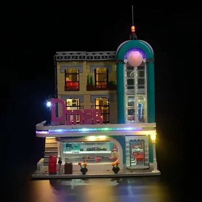 LEGO 10260 Downtown Diner Mirror Acrylic Display Case - Dustproof Showcase