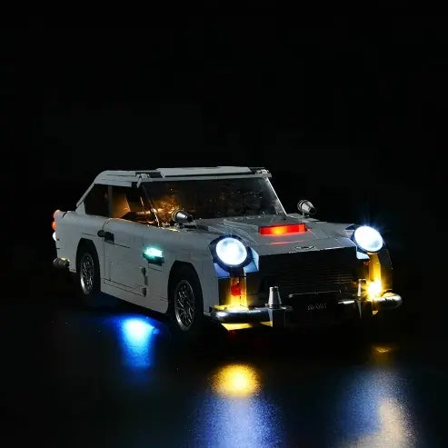 LEGO 10262 ジェームズ・ボンド アストンマーティン DB5 ミラー アクリル ディスプレイケース リングライト＆UVプリント背景付き - 防塵ショーケース