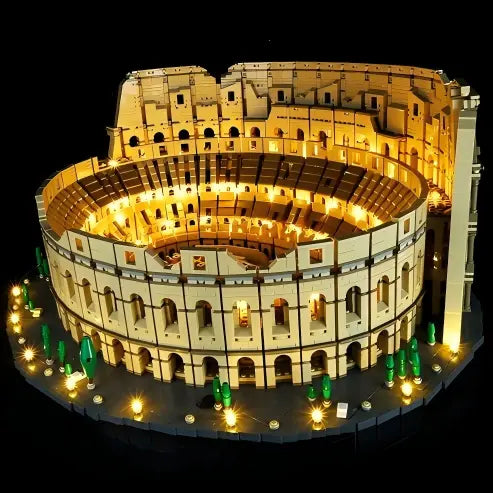 LEGO 10276 Kolosseum Spiegel Vitrine mit Ringlicht & UV-bedrucktem Hintergrund - Staubgeschützte Ausstellung