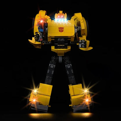 LEGO 10338 Bumblebee Mirror Acrylic Display Case with Ring Light & UV-Printed Background - Dustproof Showcase