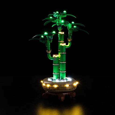 LEGO 10344 Lucky Bamboo spejl-akryl-displaykasse med ringlys og UV-trykt baggrund - støvtæt showcase