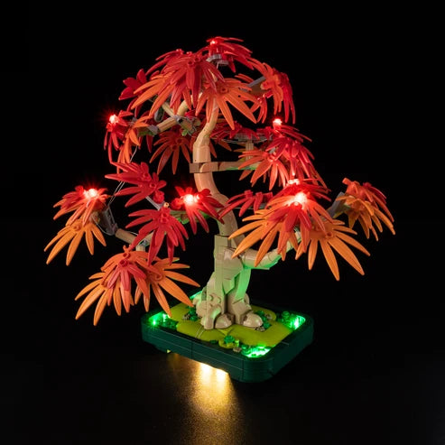 LEGO 10348 Japanischer Ahornbaum Spiegel-Acryl-Vitrine mit Ringlicht & UV-bedrucktem Hintergrund - Staubdichte Präsentationsvitrine