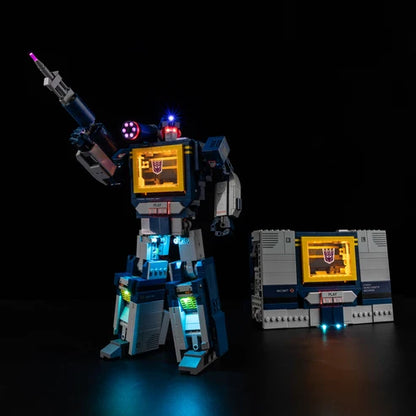 LEGO 10358 Soundwave Mirror Acrylic Display Case with Ring Light & UV-Printed Background - Dustproof Showcase