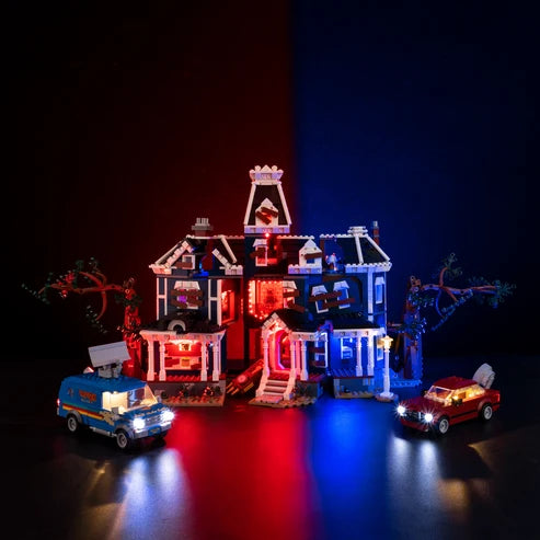 LEGO 11370 The Creel House Mirror Acrylic Display Case with Ring Light & UV-Printed Background - Dustproof Showcase