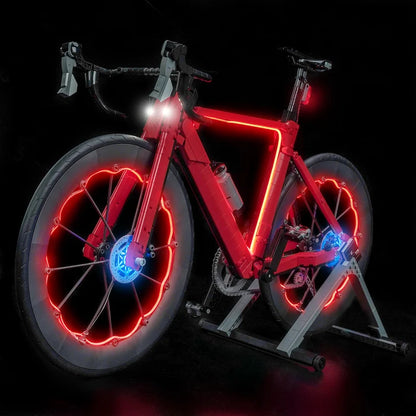 LEGO 11380 Icons Road Bike Mirror Acrylic Display Case with Ring Light & UV-Printed Background - Dustproof Showcase