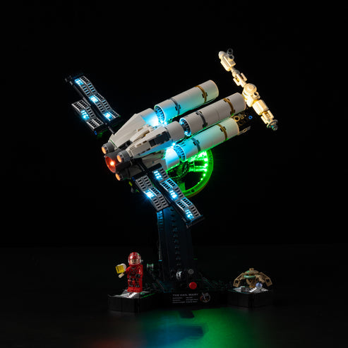 LEGO 11389 Project Hail Mary Mirror Acrylic Display Case with Ring Light & UV-Printed Background - Dustproof Showcase