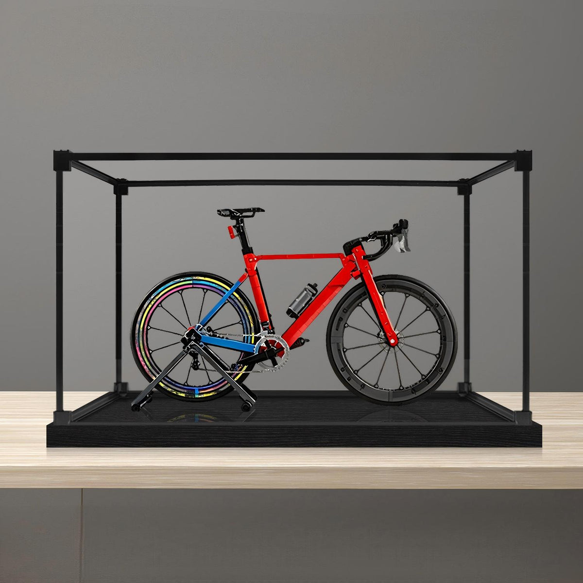 Alloy transparent acrylic display case, 2cm high black brushed base and black aluminum alloy frame (custom sizes supported)