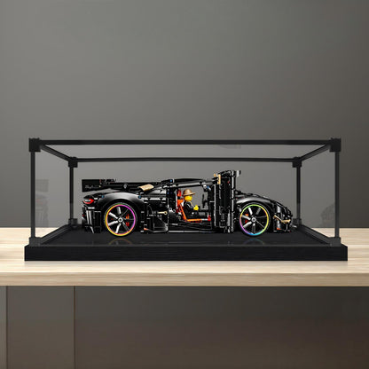 Alloy transparent acrylic display case, 2cm high black brushed base and black aluminum alloy frame (custom sizes supported)
