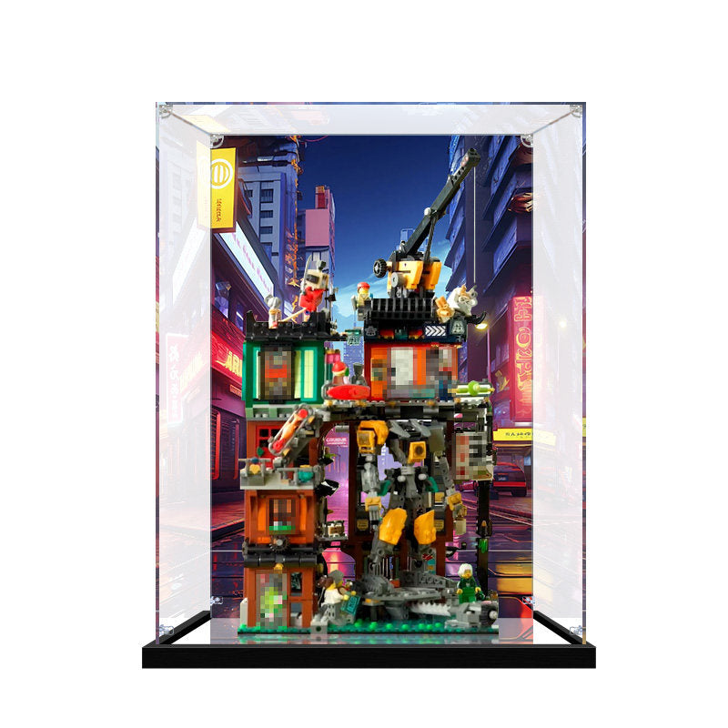LEGO 71837 NINJAGO City Workshops Mirror Display Case with UV-Printed Themed Background