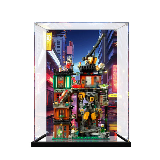 LEGO 71837 NINJAGO City Workshops Mirror Display Case with UV-Printed Themed Background