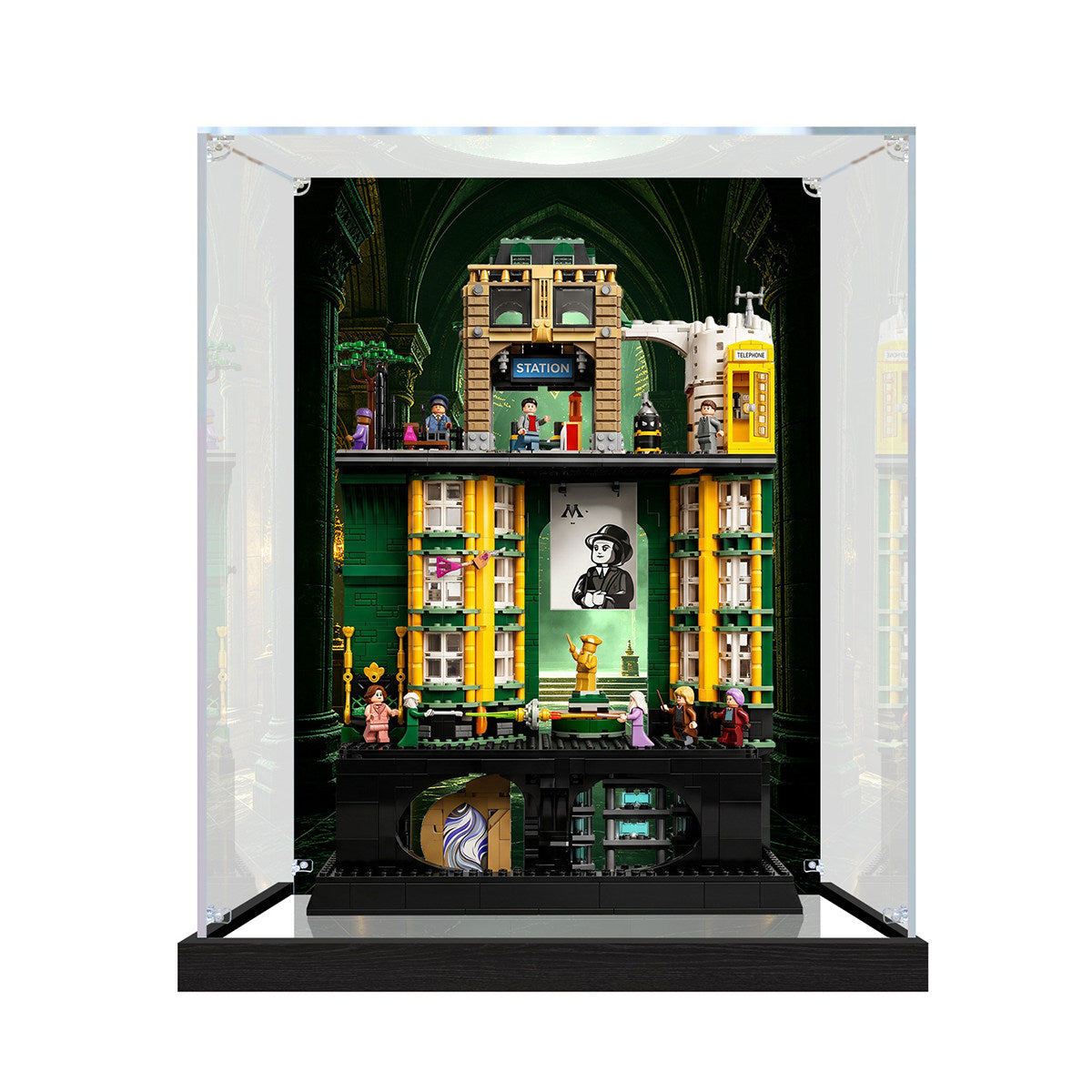 LEGO 76476 The Ministry of Magic Mirror Display Case with UV-Printed Themed Background
