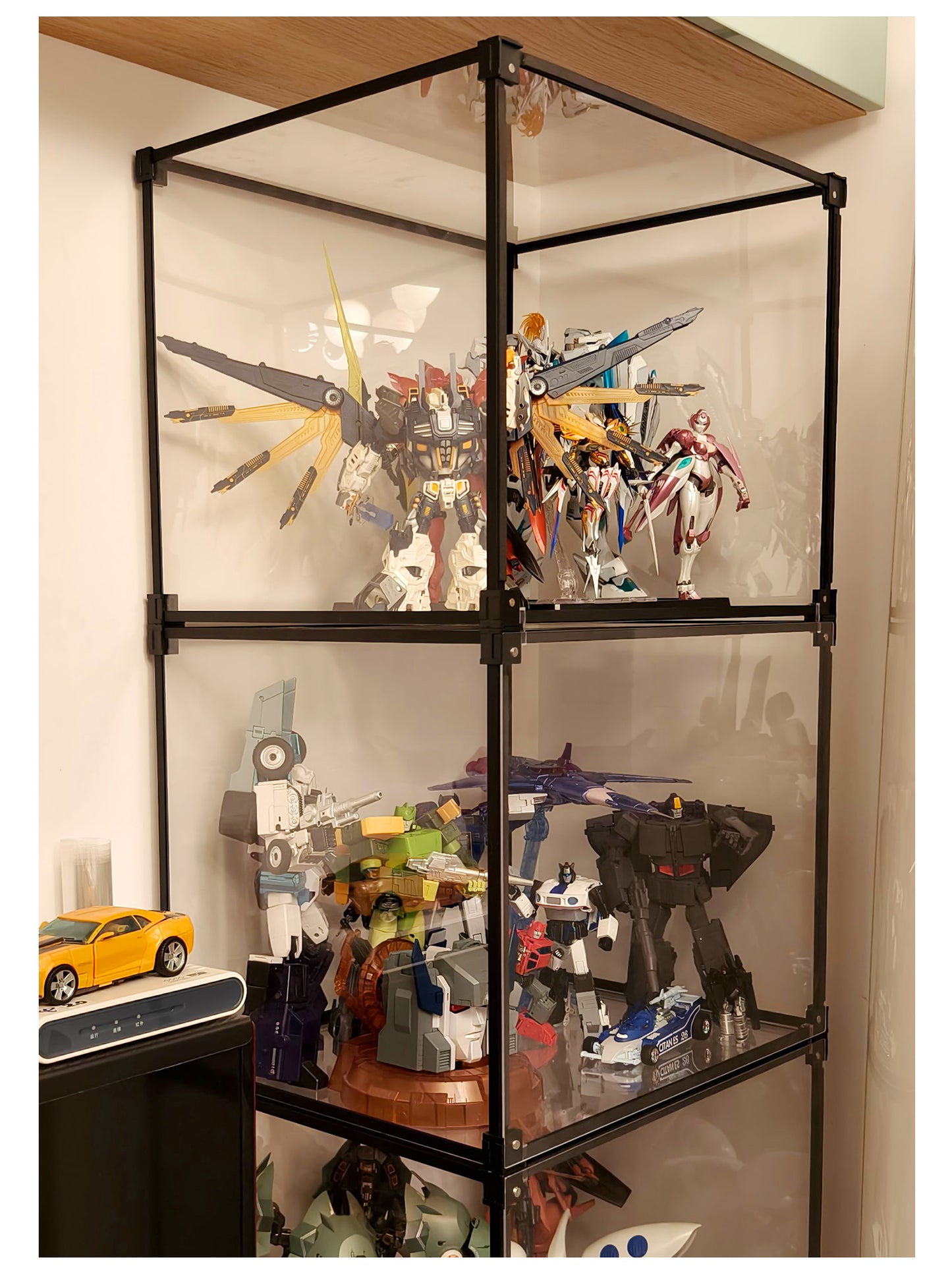 Premium Clear Acrylic Display Box with Magnetic Door & Black Aluminum Frame - Multiple Sizes Dustproof Show Case for Figures, Collectibles, Luxury Bags