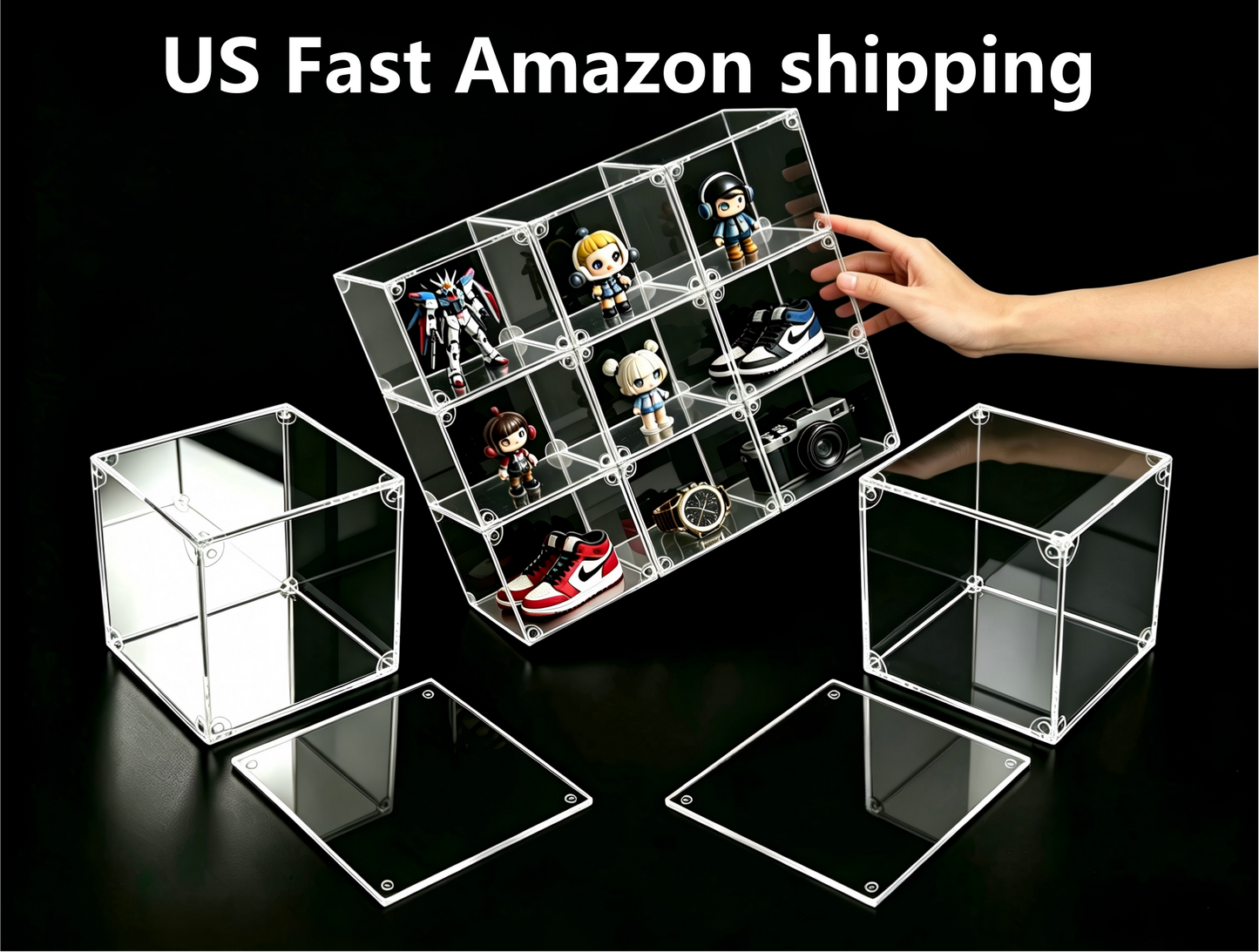 Scoparius® Modular Clear Acrylic Display Case - Dustproof Cube for Collectibles Magnetic door closure (Multiple Sizes) - Scoparius case