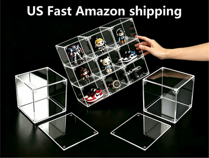 Scoparius® Modular Clear Acrylic Display Case - Dustproof Cube for Collectibles Magnetic door closure (Multiple Sizes) - Scoparius case
