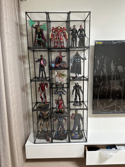 Premium Clear Acrylic Display Box with Magnetic Door & Black Aluminum Frame - Dustproof Showcase (Any Size)