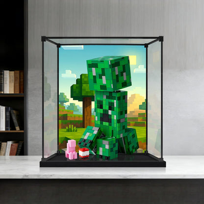 LEGO 21276 The Creeper Mirror Display Case with Alloy Frame, Ring Light and Themed Background