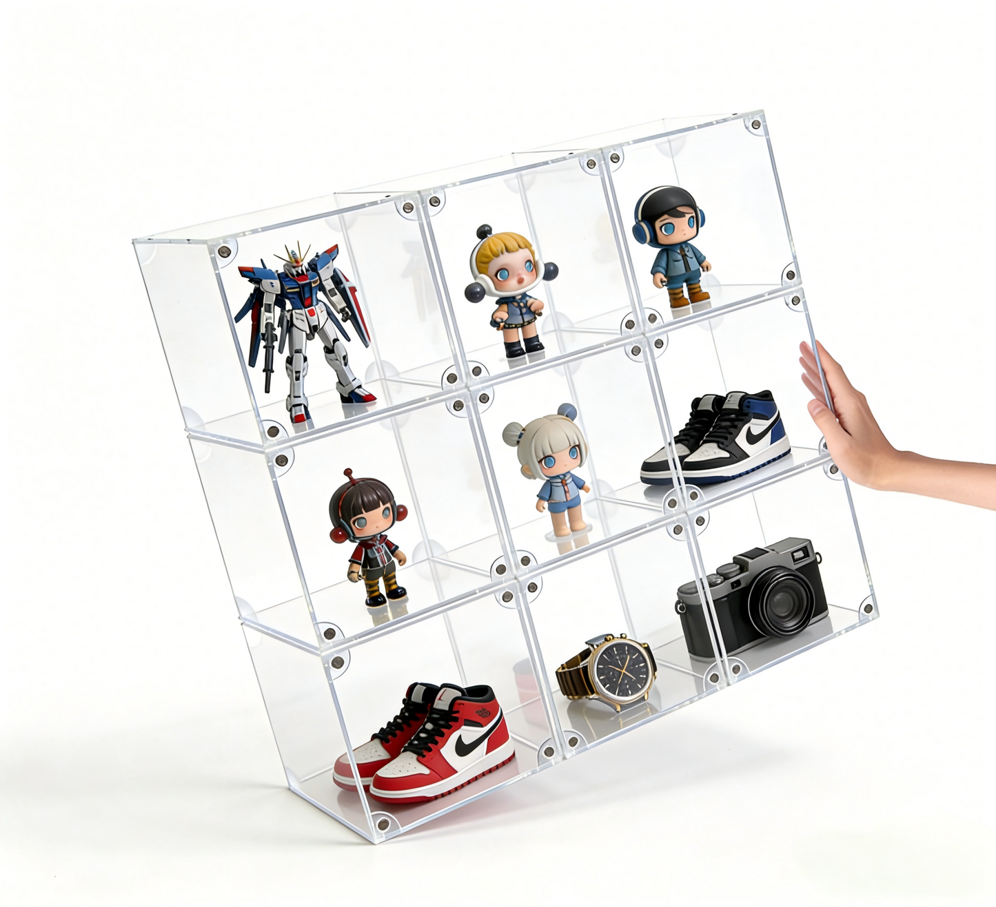 Scoparius® Modular Clear Acrylic Display Case - Dustproof Cube for Collectibles (Multiple Sizes)