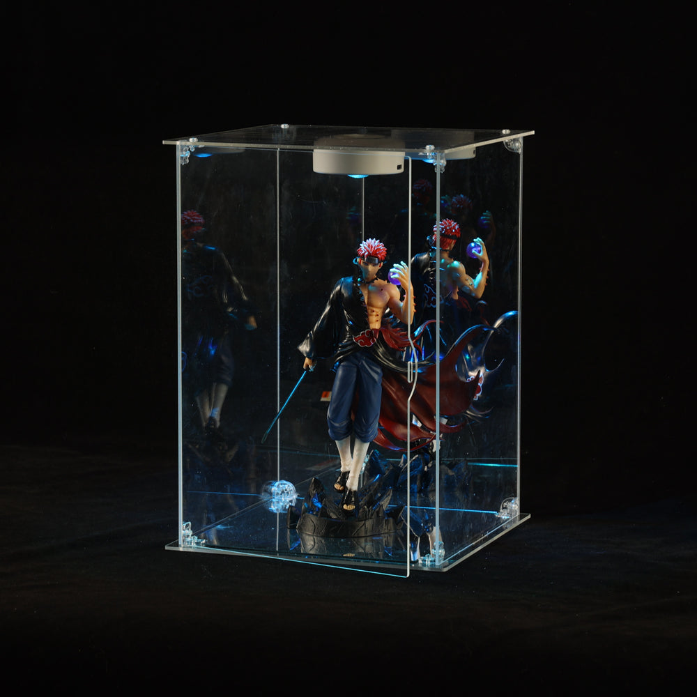 Premium 360° All-Clear Acrylic Display Case - 3mm Thick Transparent Box, Seamless Front-Opening Door, Dust-Proof for Collectibles (Up to 50cm)