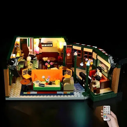 LEGO 21319 Central Perk Spiegel Vitrine mit Ringlicht & UV-bedrucktem Hintergrund - Staubdichte Ausstellung