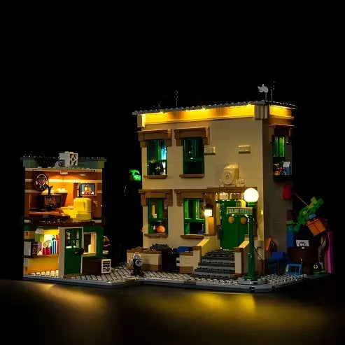 LEGO 21324 123 Sesame Street Vitrina Acrílica con Espejo con Luz de Anillo y Fondo Impreso UV - Exhibidor a Prueba de Polvo