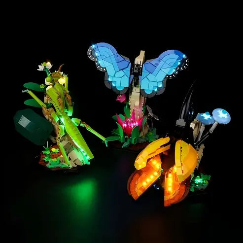 LEGO 21342 Die Insektensammlung Spiegel-Acryl-Vitrine mit Ringlicht & UV-bedrucktem Hintergrund - Staubdichte Ausstellung
