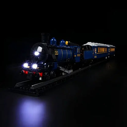 LEGO 21344 The Orient Express Train Mirror Acrylic Display Case with Ring Light & UV-Printed Background - Dustproof Showcase