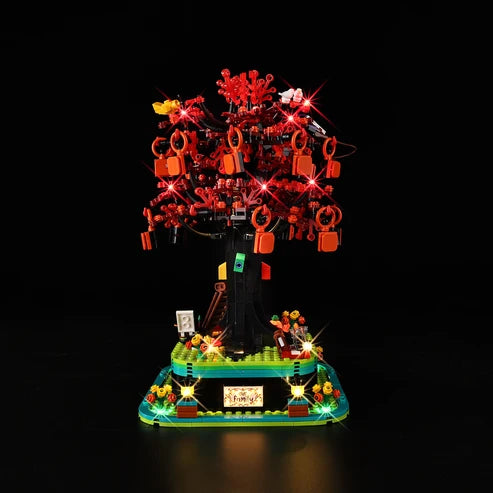 LEGO 21346 Caixa de Exibição de Espelho de Árvore Genealógica com Luz de Anel e Fundo Impresso em UV - Vitrine à Prova de Poeira