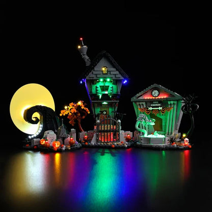 LEGO 21351 The Nightmare Before Christmas Spiegel-Acryl-Vitrine mit Ringlicht & UV-bedrucktem Hintergrund - Staubdichte Präsentationsbox