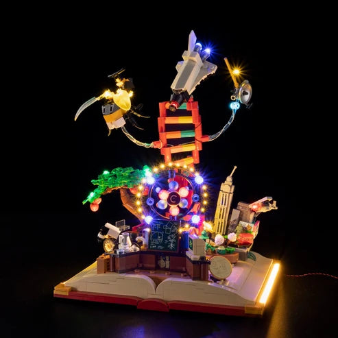 LEGO 21355 Die Evolution der STEM Spiegel-Acryl-Vitrine mit UV-bedrucktem Themenhintergrund - Staubdichte Präsentationsvitrine