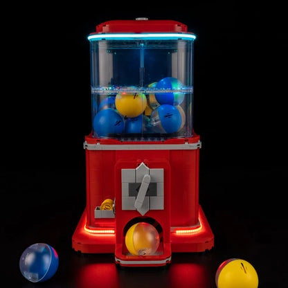 LEGO 21358 Minifigure Vending Machine Mirror Acrylic Display Case with Ring Light & UV-Printed Background - Dustproof Showcase