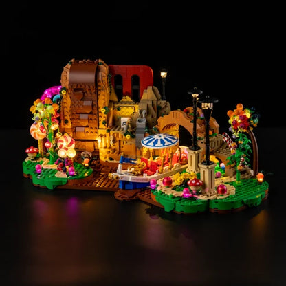 LEGO 21360 Willy Wonka & die Schokoladenfabrik Spiegel-Acryl-Vitrine mit Ringlicht & UV-bedrucktem Hintergrund - Staubdichte Präsentationsvitrine