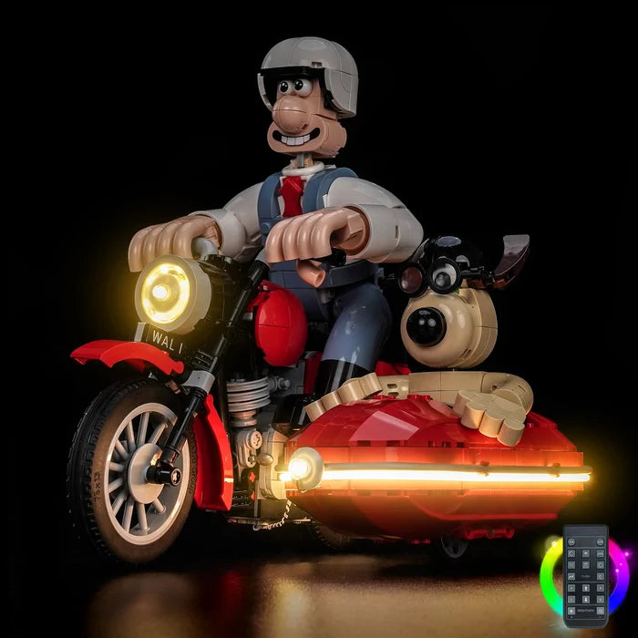 LEGO 21371 Wallace & Gromit Mirror Acrylic Display Case with Ring Light & UV-Printed Background - Dustproof Showcase