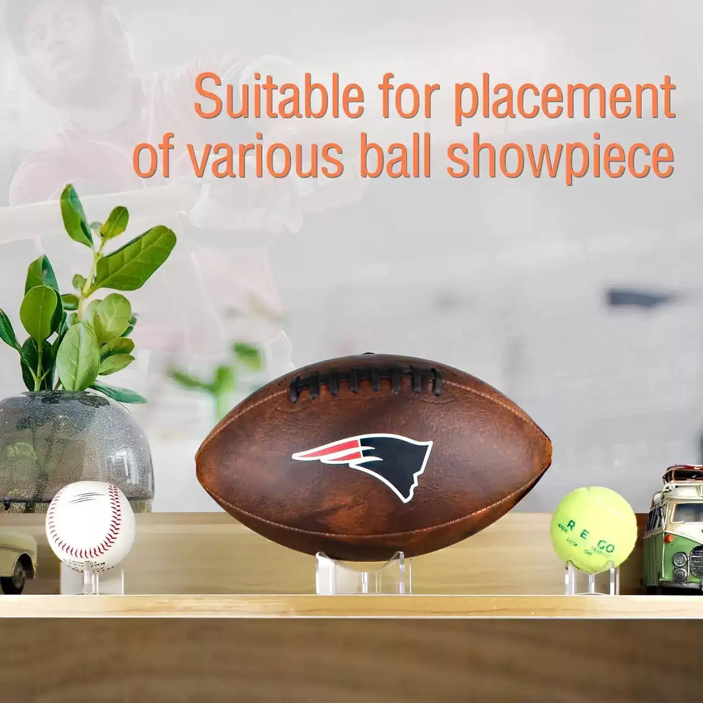 Universal Clear Acrylic Display Stand for All Sports Balls (Basketball, Rugby, Baseball & More)
