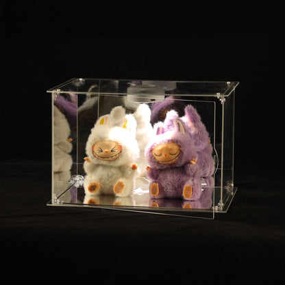 Premium 360° All-Clear Acrylic Display Case - 3mm Thick Transparent Box, Seamless Front-Opening Door, Dust-Proof for Collectibles (Up to 50cm)