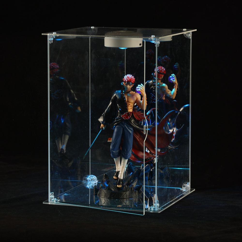Premium 360° All-Clear Acrylic Display Case - 3mm Thick Transparent Box, Seamless Front-Opening Door, Dust-Proof for Collectibles (Up to 50cm)