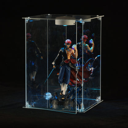 Premium 360° All-Clear Acrylic Display Case - 3mm Thick Transparent Box, Seamless Front-Opening Door, Dust-Proof for Collectibles (Up to 50cm)