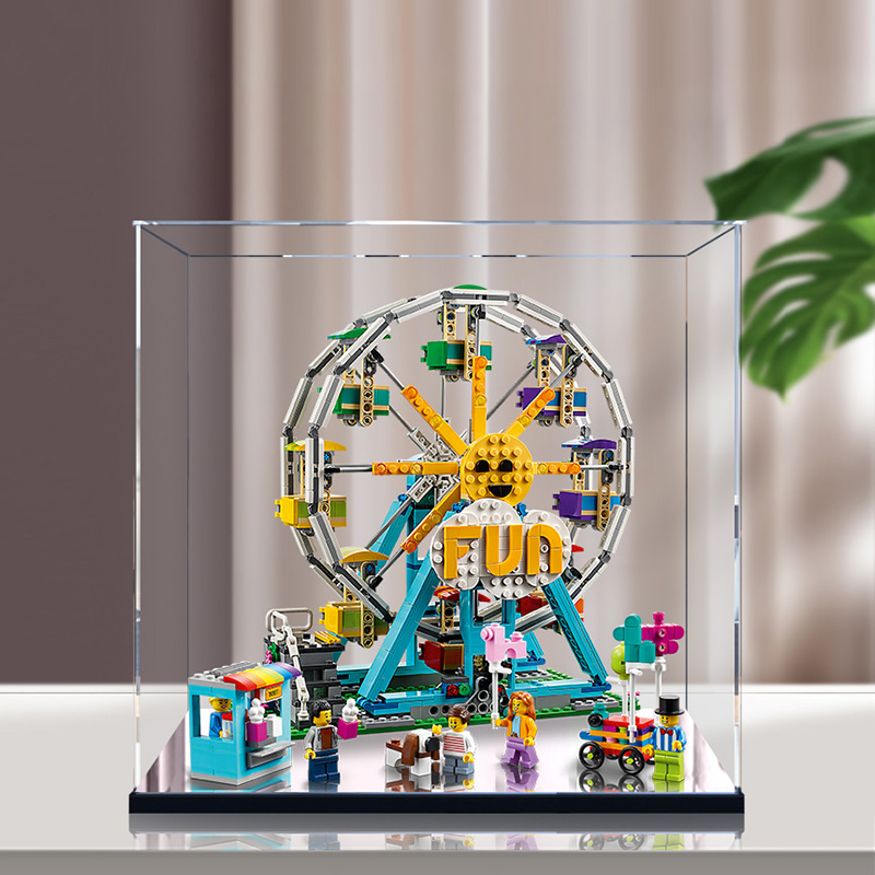 Acrylic Display Case for LEGO 31119 Ferris Wheel, with Themed Printed Background & Dustproof Box