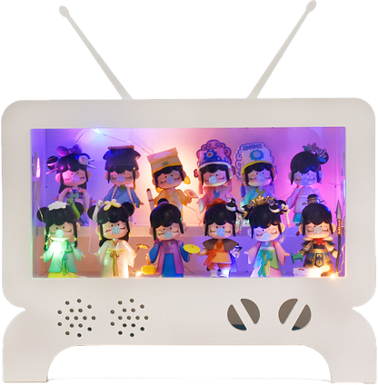 TV-BOX: Futuristic Pop Art Display Case - White Acrylic Showcase for Designer Toys & Trendy Collectibles - Creative "Live Show" Style Storage