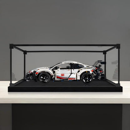 Alloy transparent acrylic display case, 2cm high black brushed base and black aluminum alloy frame (custom sizes supported)