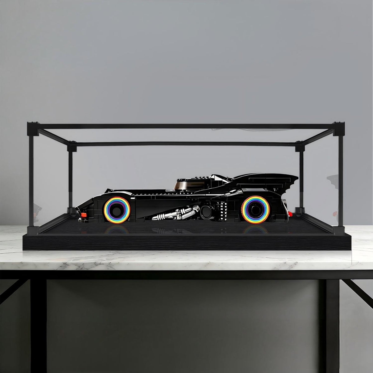 LEGO 76355 Batman Returns Batmobile Mirror Display Case with Alloy Frame and Ring Light