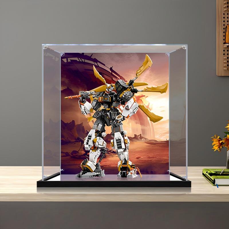 LEGO 71821 Cole's Titan Dragon Mech Mirror Display Case with UV-Printed Themed Background