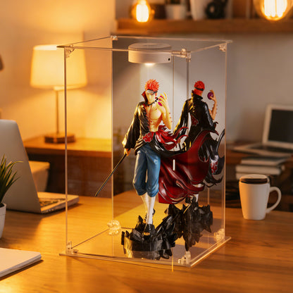 Premium 360° All-Clear Acrylic Display Case - 3mm Thick Transparent Box, Seamless Front-Opening Door, Dust-Proof for Collectibles (Up to 50cm)